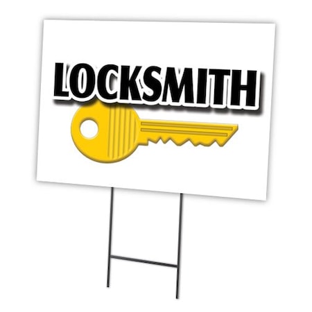 Signmission Locksmith Yard Sign & Stake outdoor plastic coroplast window, C-1216-DS-Locksmith C-1216-DS-Locksmith